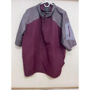 Holloway Mens Large Maroon Grey Quarter Zip Short Sleeve Windbreaker Pullover